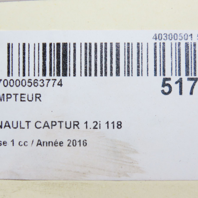 Compteur occasion RENAULT CAPTUR Phase 1 02-2013->... 1.2i 118 16V 248100202R 5