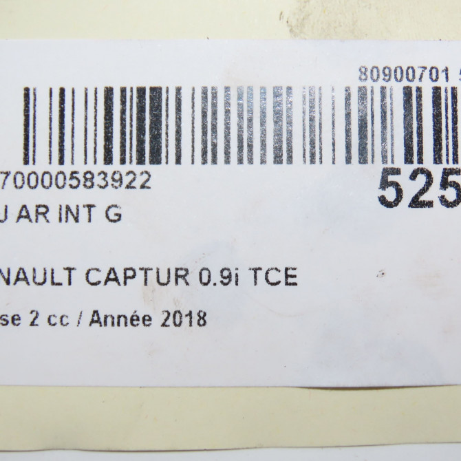 Feu arrière interieur gauche occasion RENAULT CAPTUR Phase 1 04-1995->04-1999 0.9i TCE 90ch 265555726R 4