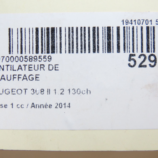 Ventilateur de chauffage occasion PEUGEOT 308 II 308 II Phase 1 2013-06-01->2017-08-31 1.2 130ch 1610497180 2