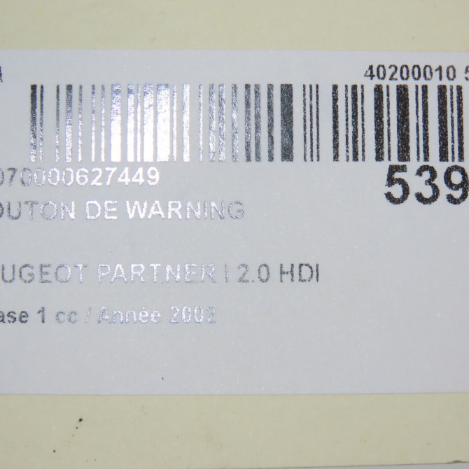 Bouton de warning occasion PEUGEOT PARTNER I Phase 1 01-1997->12-2002 2.0 HDI 655491 4