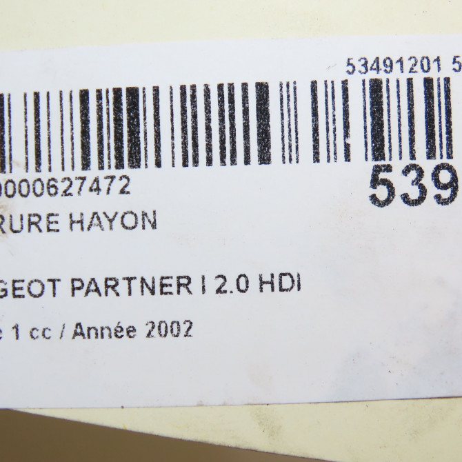 Serrure hayon occasion PEUGEOT PARTNER I Phase 1 01-1997->12-2002 2.0 HDI 4