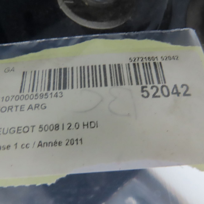 Porte arrière gauche occasion PEUGEOT 5008 I Phase 1 11-2009->12-2013 2.0 HDI 150ch 9006S6 5