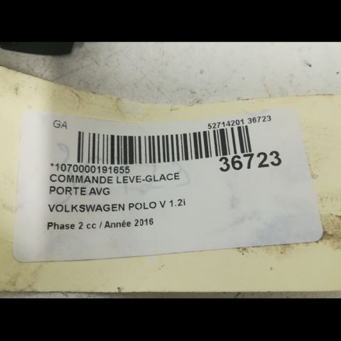 Commande lève-glace porte avant gauche occasion VOLKSWAGEN POLO V Phase 2 02-2014->... 1.2i 90ch 6C0959857WHS 3