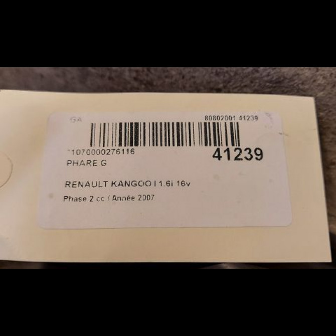 Phare gauche occasion RENAULT KANGOO I Phase 2 03-2003->06-2010 1.6i 16v 95ch 260603883R 3