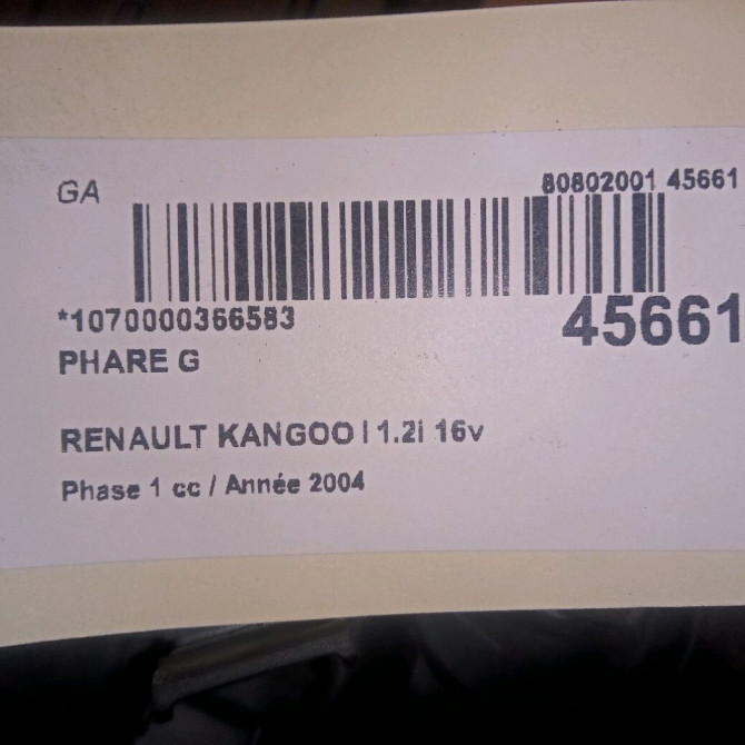 Phare gauche occasion RENAULT KANGOO I Phase 1 09-1997->06-2003 1.2i 16v 75ch 260603883R 4