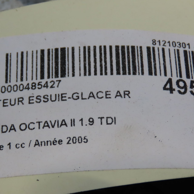 Moteur essuie-glace arrière occasion SKODA OCTAVIA II Phase 1 06-2004->10-2008 1.9 TDI 105ch 1Z9955711C 6