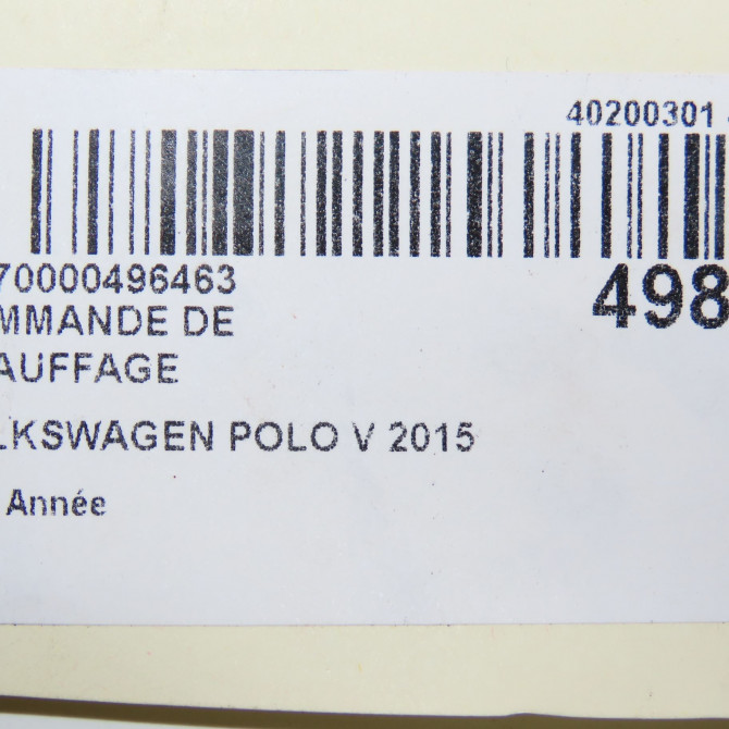 Commande de chauffage occasion VOLKSWAGEN POLO V 6C0820045H 8