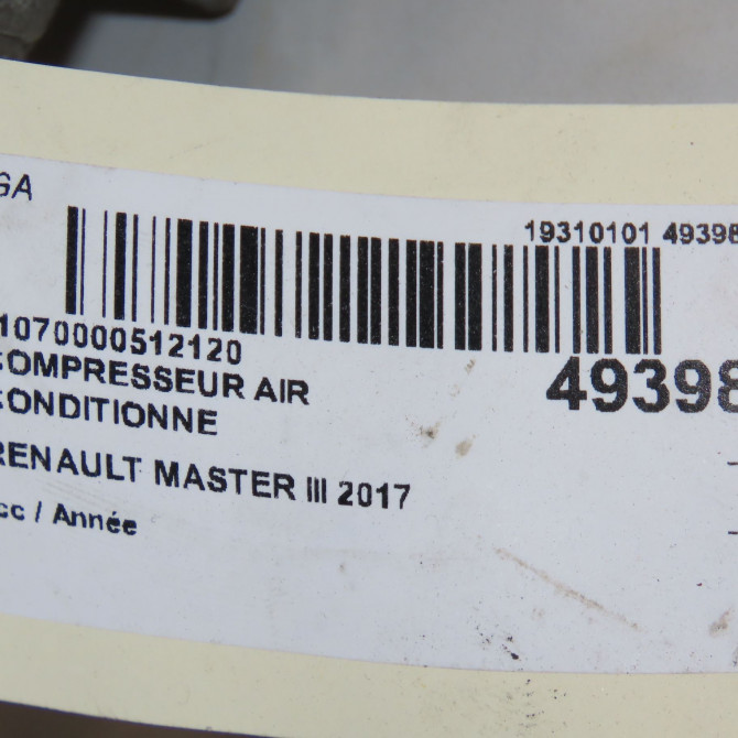 Compresseur air conditionne occasion RENAULT MASTER III Phase 2 06-2014->... 2.3 DCI 145ch 926000373R 6