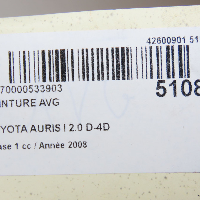Ceinture avant gauche occasion TOYOTA AURIS I Phase 1 03-2007->03-2010 2.0 D-4D 7322002120E0 7