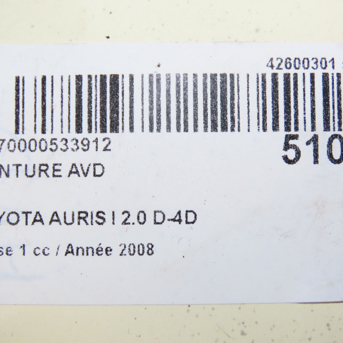 Ceinture avant droite occasion TOYOTA AURIS I Phase 1 03-2007->03-2010 2.0 D-4D 7321002220E0 6