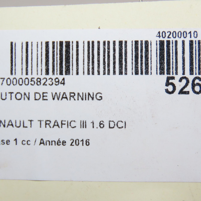 Bouton de warning occasion RENAULT TRAFIC III Phase 1 06-2014->... 1.6 DCI 145ch 252100622R 4