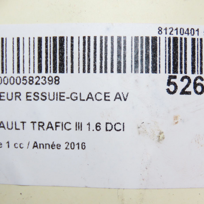 Moteur essuie-glace avant occasion RENAULT TRAFIC III Phase 1 06-2014->... 1.6 DCI 145ch 288004907R 7