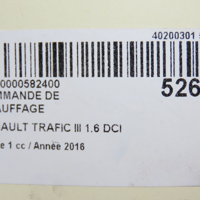 Commande de chauffage occasion RENAULT TRAFIC III Phase 1 06-2014->... 1.6 DCI 145ch 275102706R 6