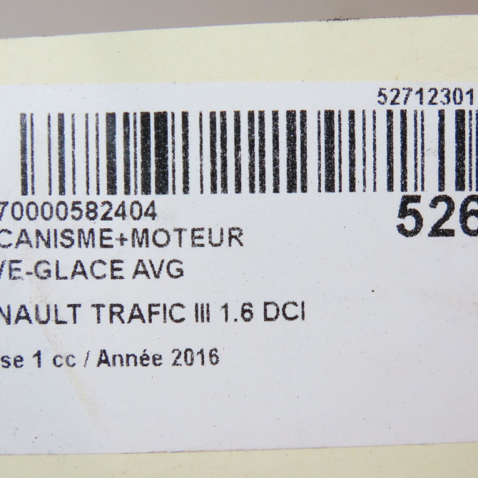 Mecanisme+moteur leve-glace avg occasion RENAULT TRAFIC III Phase 1 06-2014->... 1.6 DCI 145ch 807216280R 8