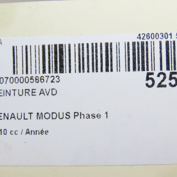 Ceinture avant droite occasion RENAULT MODUS Phase 1 09-2004->12-2007 8200838275 6