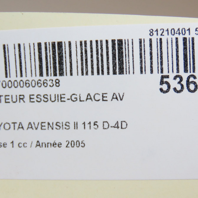 Moteur essuie-glace avant occasion TOYOTA AVENSIS II phase 1 05-2003->08-2006 115 D-4D 851101A040 6