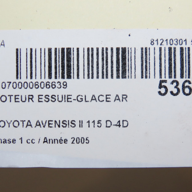 Moteur essuie-glace arrière occasion TOYOTA AVENSIS II phase 1 05-2003->08-2006 115 D-4D 8513005091 6