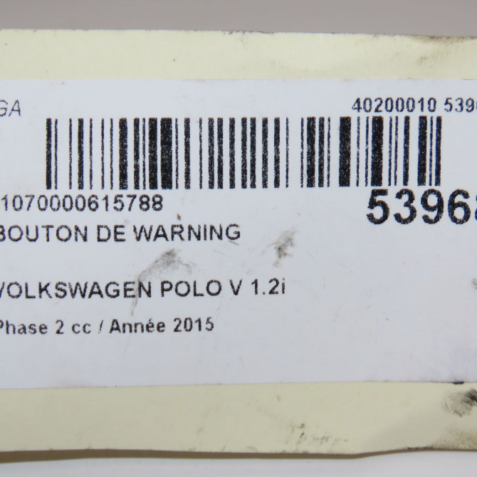 Bouton de warning occasion VOLKSWAGEN POLO V Phase 2 02-2014->... 1.2i 90ch 6C0953509A 4