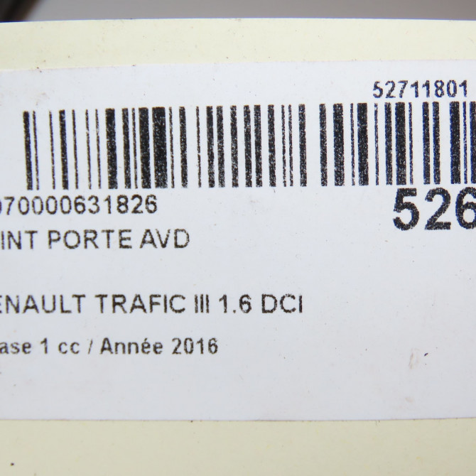 Joint porte avd occasion RENAULT TRAFIC III Phase 1 06-2014->... 1.6 DCI 145ch 808320619R 2