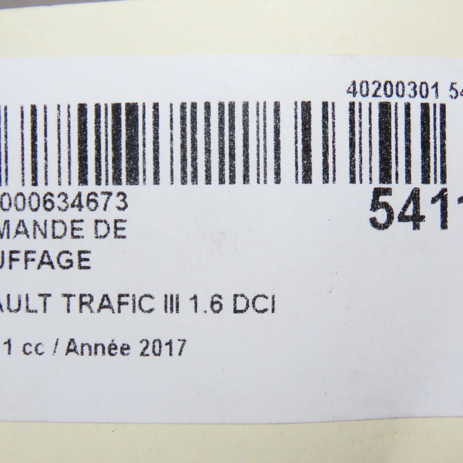 Commande de chauffage occasion RENAULT TRAFIC III Phase 1 06-2014->... 1.6 DCI 120ch 275102706R 5