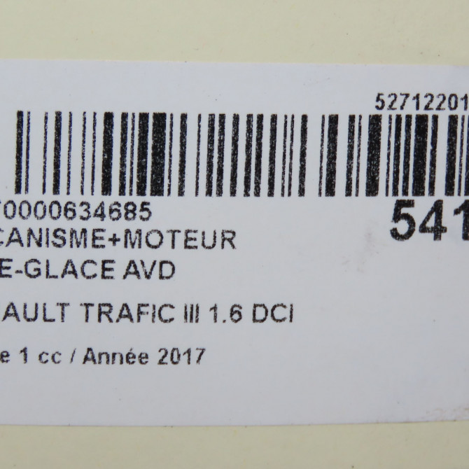 Mecanisme + moteur lève-glace avant droit occasion RENAULT TRAFIC III Phase 1 06-2014->... 1.6 DCI 120ch 807207538R 8
