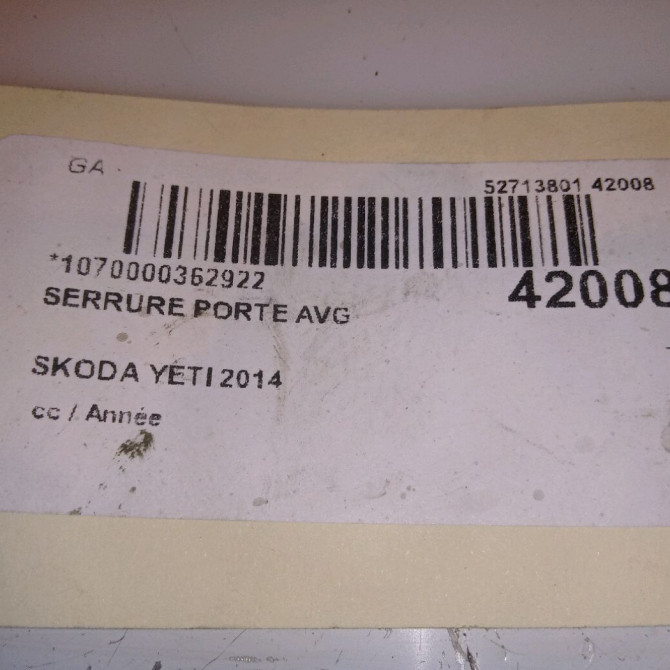 Serrure porte avg occasion SKODA YETI 5K1837015J 5