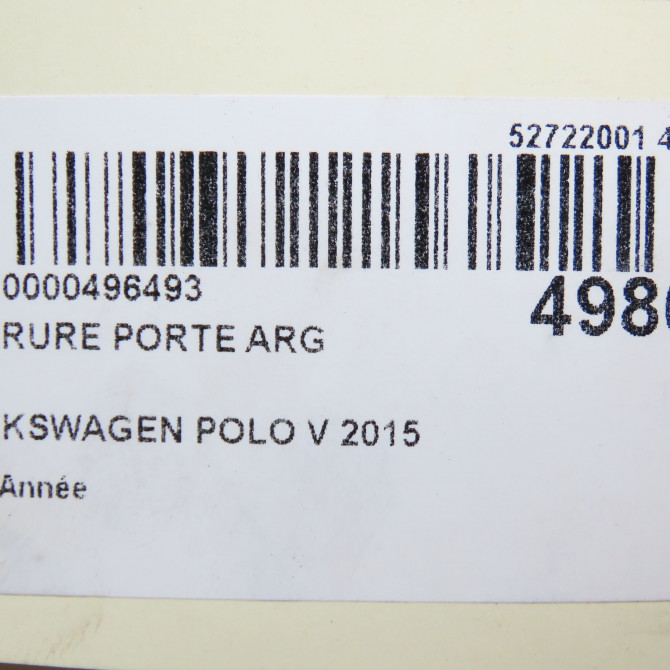 Serrure porte arg occasion VOLKSWAGEN POLO V 6C0839013A 5