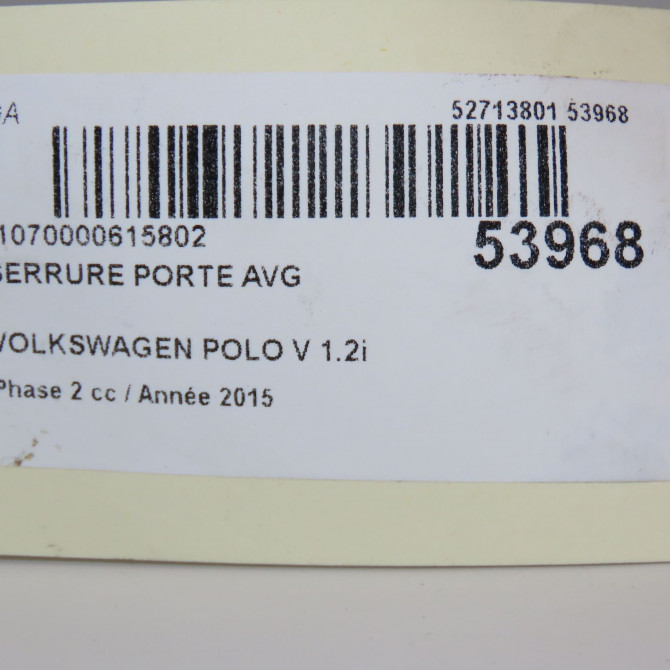 Serrure porte avg occasion VOLKSWAGEN POLO V Phase 2 02-2014->... 1.2i 90ch 5K1837015J 5