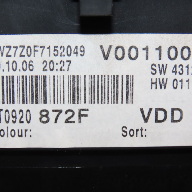 Compteur occasion VOLKSWAGEN TOURAN I Phase 2 11-2006->09-2010 2.0TDi 16v 140ch 4