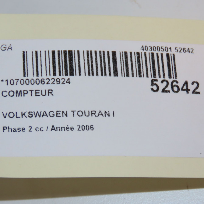 Compteur occasion VOLKSWAGEN TOURAN I Phase 2 11-2006->09-2010 2.0TDi 16v 140ch 7