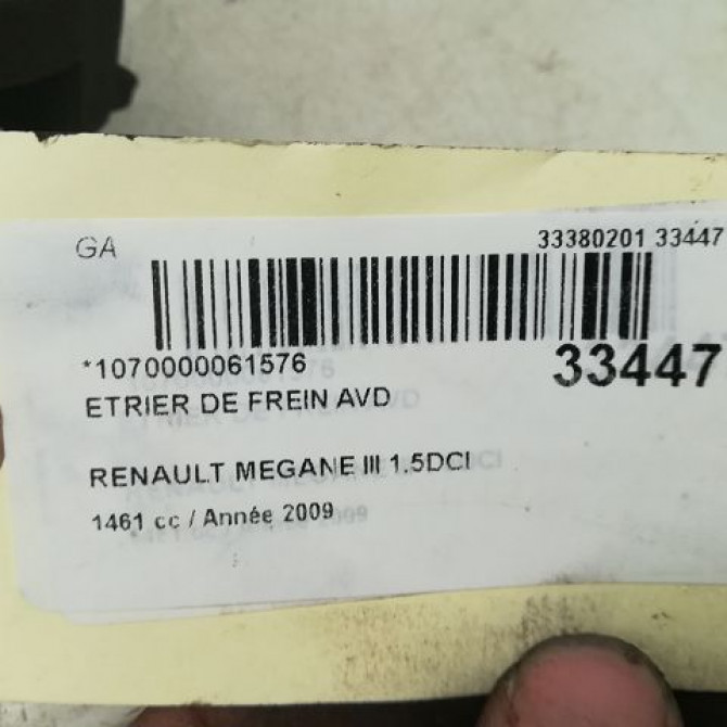 Etrier de frein avant droit occasion RENAULT MEGANE III Phase 1 11-2008->01-2012 410018218R 3