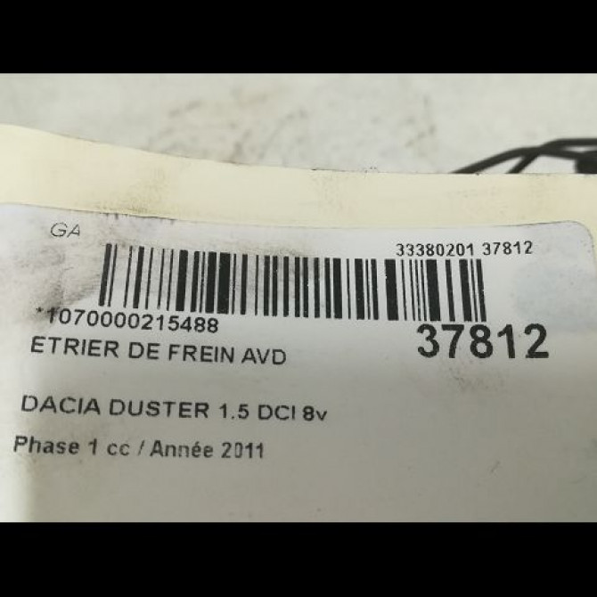 Etrier de frein avant droit occasion DACIA DUSTER Phase 1 03-2010->12-2013 1.5 DCI 8v 110ch 410018218R 3