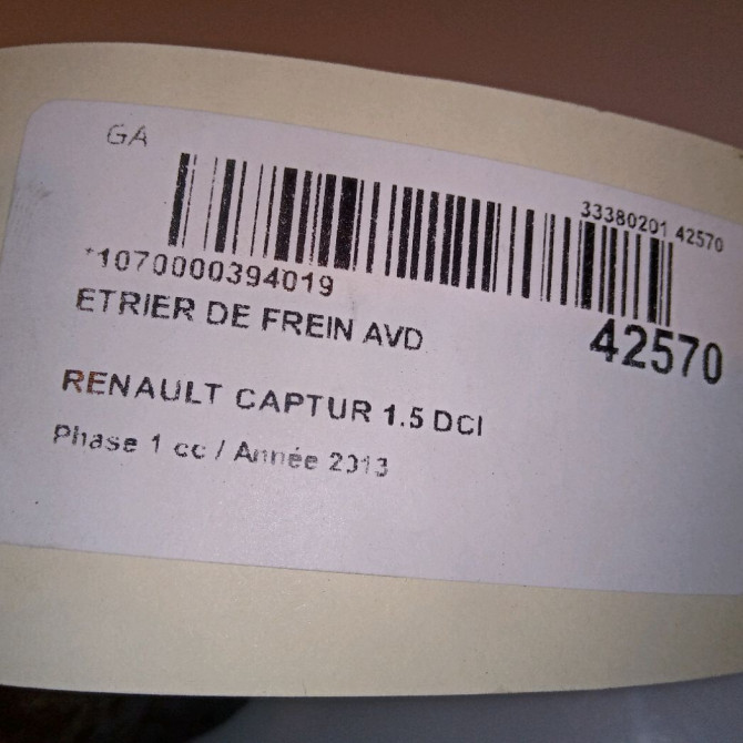 Etrier de frein avant droit occasion RENAULT CAPTUR Phase 1 02-2013->... 1.5 DCI 90ch 410018218R 4