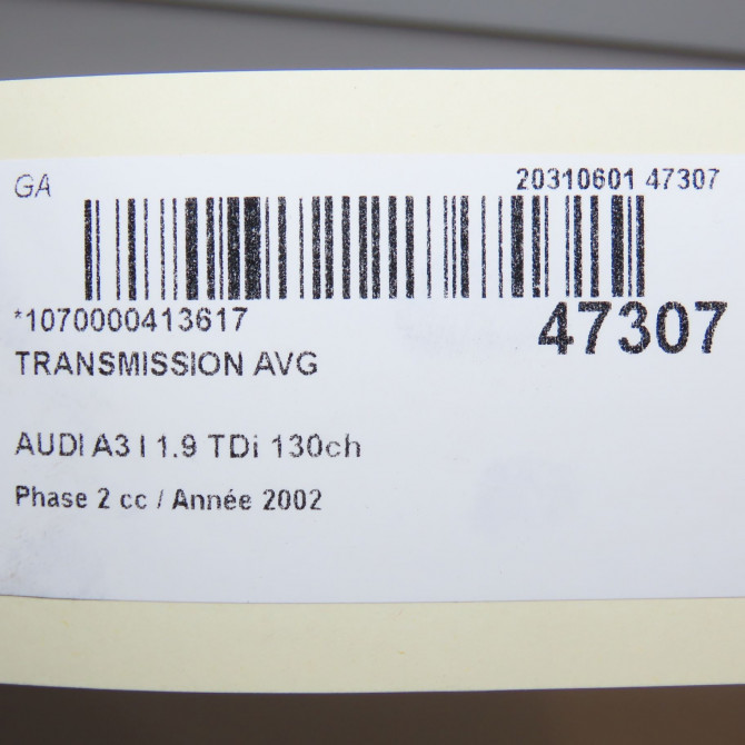 Transmission avant gauche occasion AUDI A3 I Phase 2 10-2000->06-2003 1.9 TDi 130ch 1J0407451HX 5