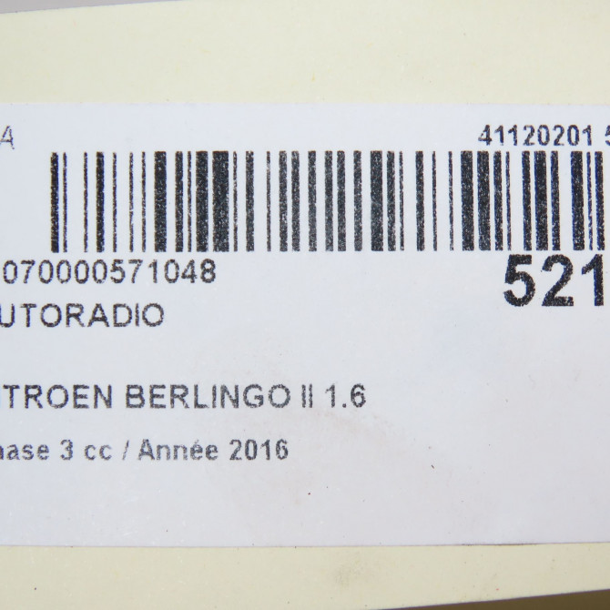 Autoradio occasion CITROEN BERLINGO II Phase 3 04-2015->... 1.6 BlueHDI 100ch 1616144880 7