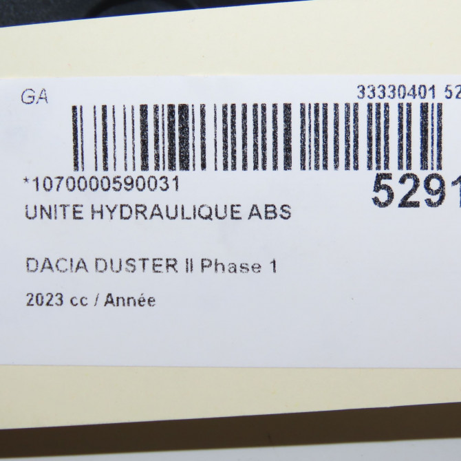 Unité hydraulique ABS occasion DACIA DUSTER II Phase 1 10-2017->... 476601091R 6