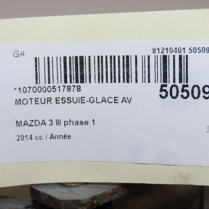 Moteur essuie-glace avant occasion MAZDA 3 III phase 1 09-2013->... BHS267340B 5