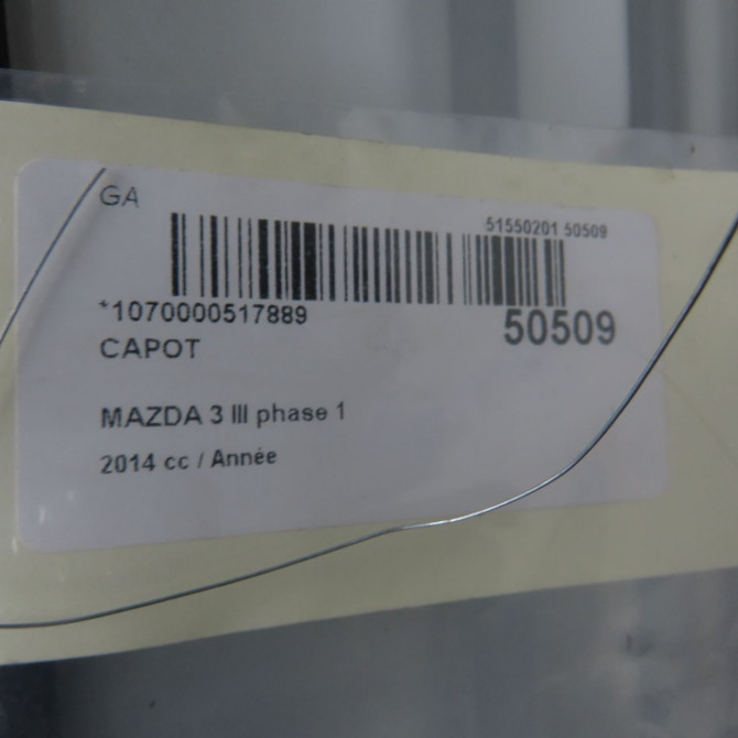 Capot occasion MAZDA 3 III phase 1 09-2013->... BAY05231X 5