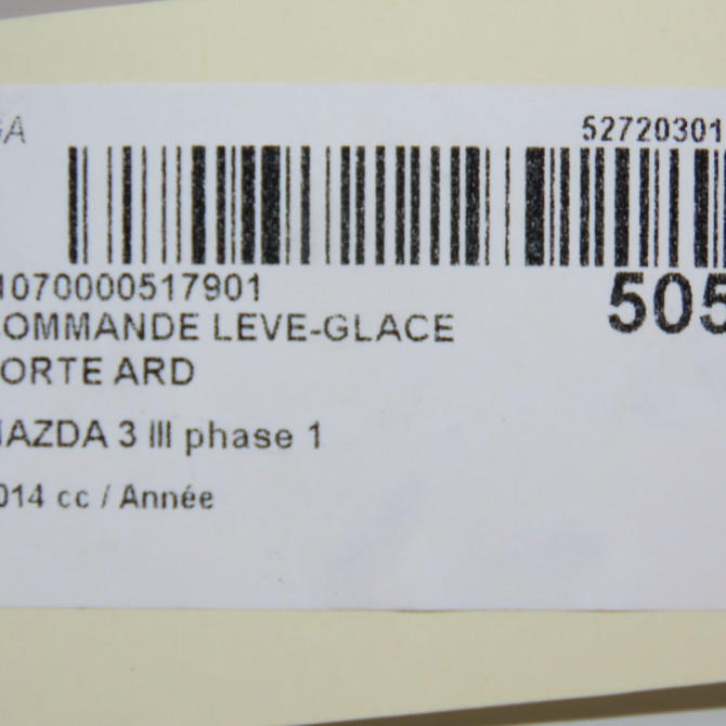 Commande leve-glace porte arrière droite occasion MAZDA 3 III phase 1 09-2013->... KD3566370A 5