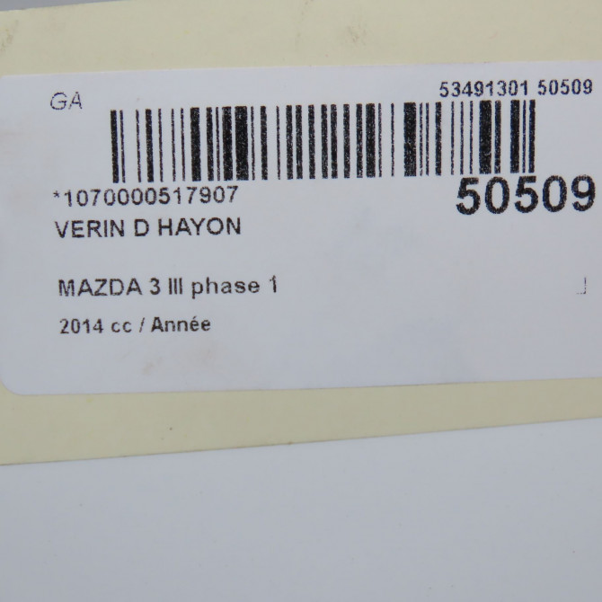 Verin droit hayon occasion MAZDA 3 III phase 1 09-2013->... BHN96261XB 3