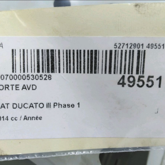 Porte avant droite occasion FIAT DUCATO III Phase 1 06-2006->10-2014 2.3 D Turbo Multijet 130ch 46862839 4