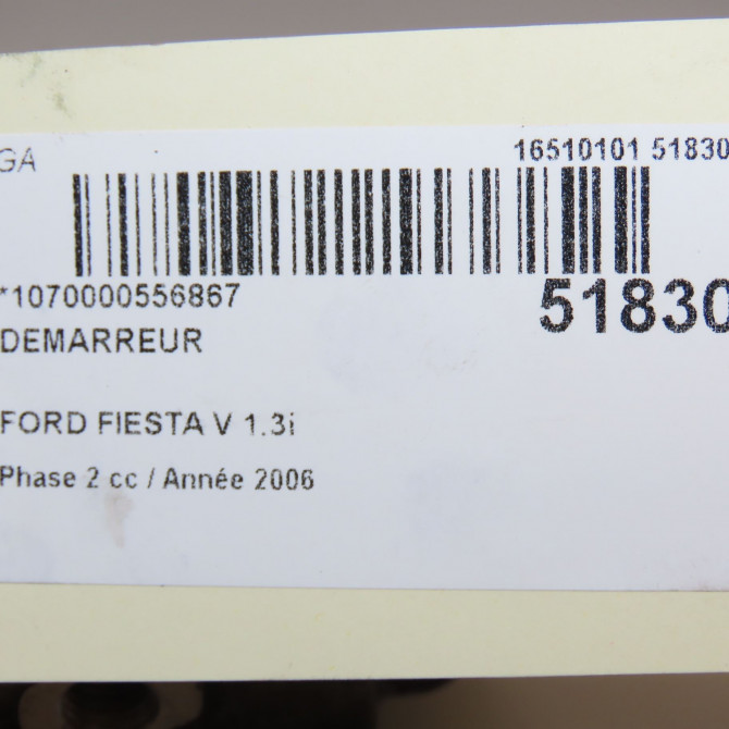 Démarreur occasion FORD FIESTA V Phase 2 10-2005->10-2008 1.3i 1564732 6