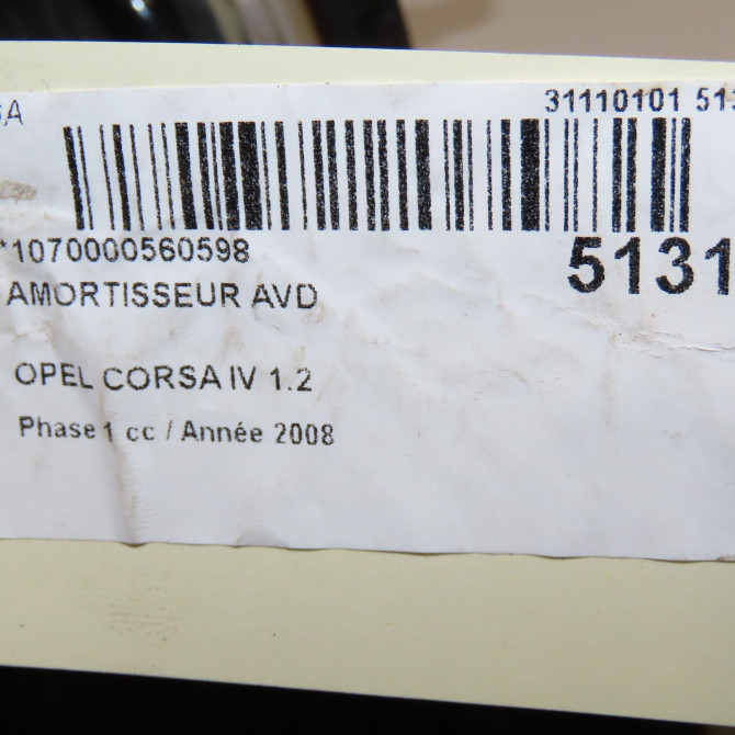 Amortisseur avant droit occasion OPEL CORSA IV Phase 1 09-2006->12-2010 1.2 TWINPORT 80ch 95527306 3