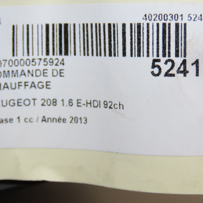 Commande de chauffage occasion PEUGEOT 208 208 Phase 1 2012-03-01->2015-09-30 1.6 E-HDI 92ch 96722471TX 6