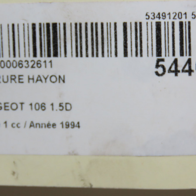 Serrure hayon occasion PEUGEOT 106 Phase 1 09-1991->04-1996 1.5D 871945 4