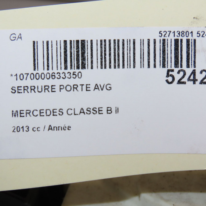 Serrure porte avg occasion MERCEDES CLASSE B II Phase 1 09-2011->12-2014 1667200135 5