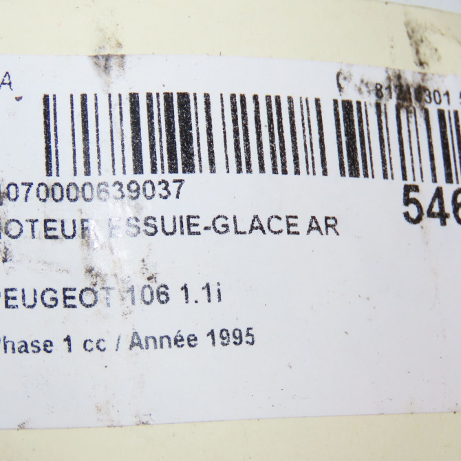 Moteur essuie-glace arrière occasion PEUGEOT 106 Phase 1 09-1991->04-1996 1.1i 640587 6