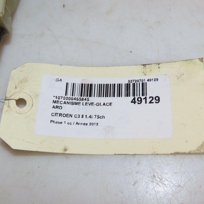 Mecanisme leve-glace arrière droit occasion CITROEN C3 II Phase 1 11-2009->02-2013 1.4i 75ch 9224G2 5