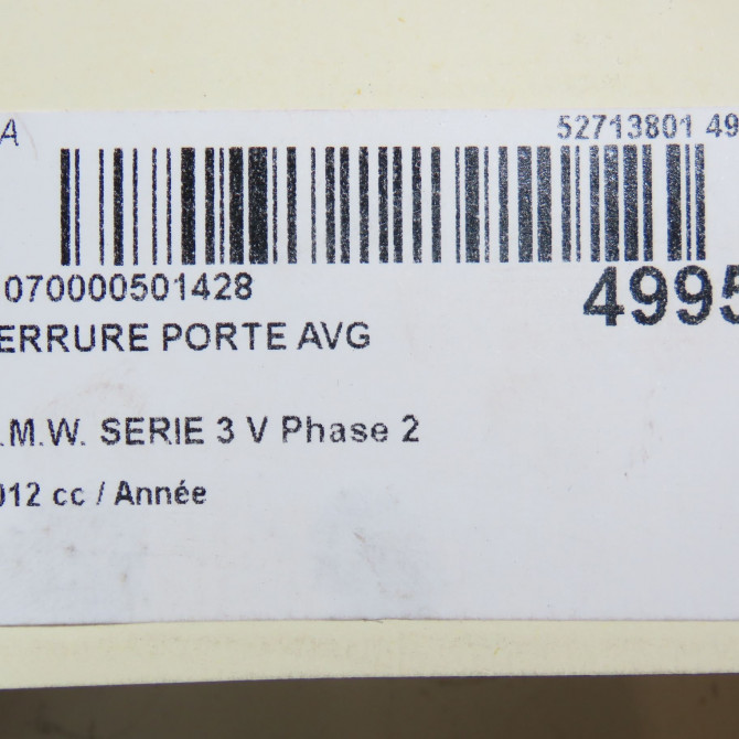 Serrure porte avg occasion B.M.W. SERIE 3 V 5TB837015E 5