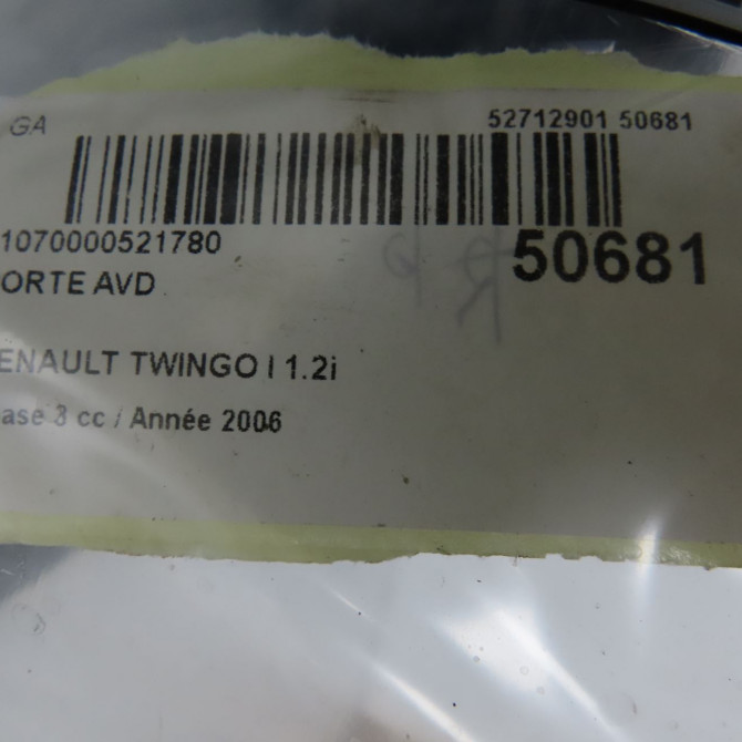 Porte avant droite occasion RENAULT TWINGO I Phase 3 08-2000->06-2007 1.2i 7751472898 6